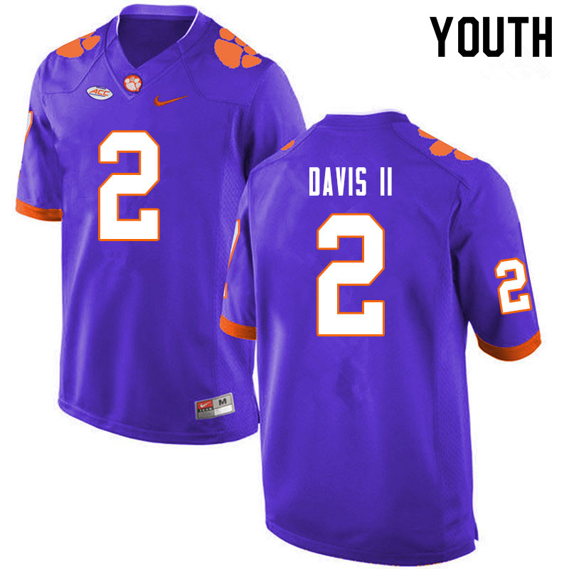 Youth #2 Fred Davis II Clemson Tigers College Football Jerseys Sale-Purple - Click Image to Close